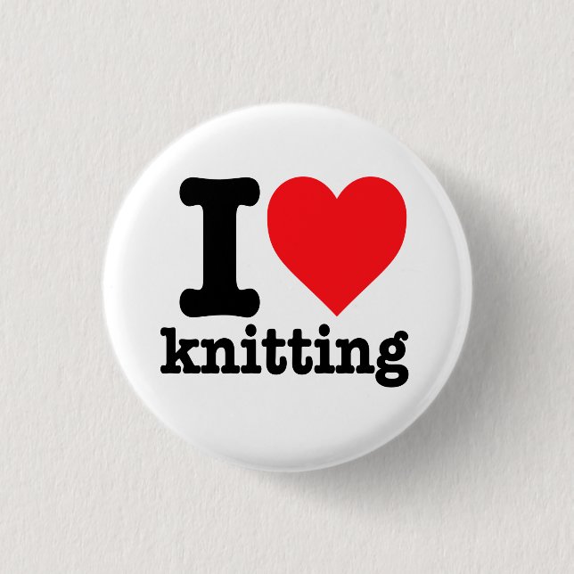 "I love knitting" 1 Inch Round Button (Front)