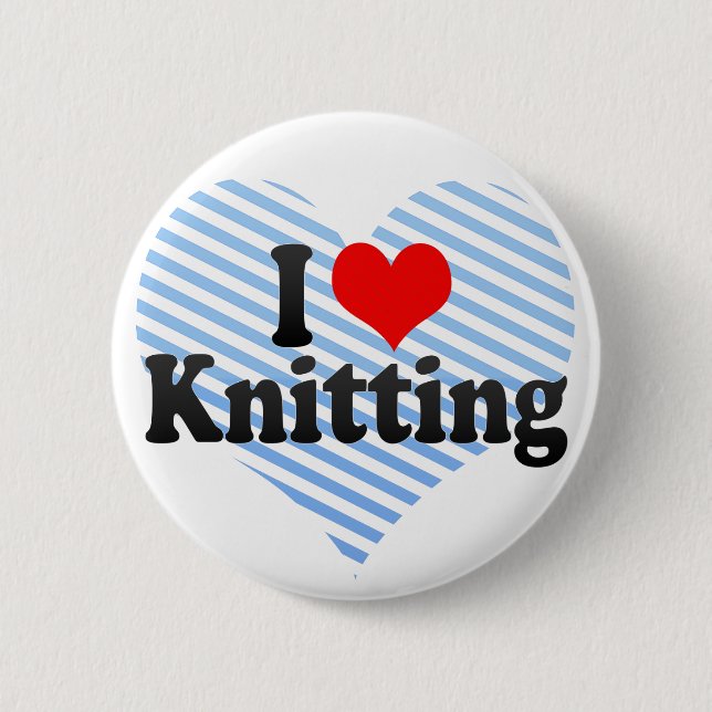 I Love Knitting 2 Inch Round Button (Front)
