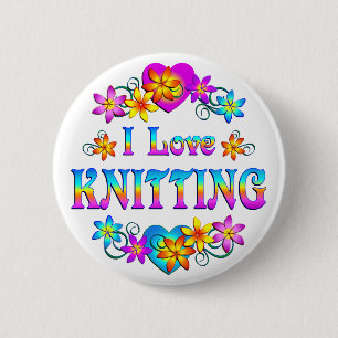 I Love Knitting 2 Inch Round Button