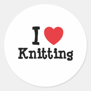 I love Knitting heart custom personalized Classic Round Sticker
