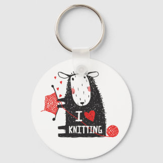 I Love Knitting Keychain