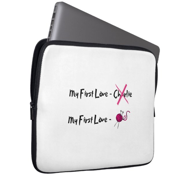 I Love Knitting Laptop Sleeve (Front Right)