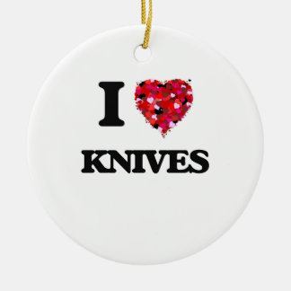 I Love Knives Ceramic Ornament