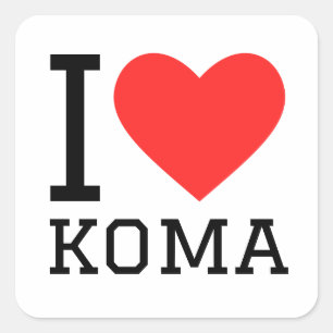 I love koma  square sticker