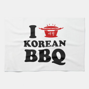 I Love Korean BBQ (고기구이) Kitchen Towel