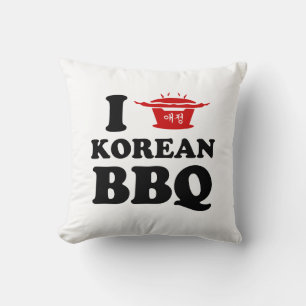 I Love Korean BBQ (고기구이) Throw Pillow