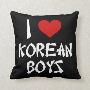 I Love Korean Boys Throw Pillow