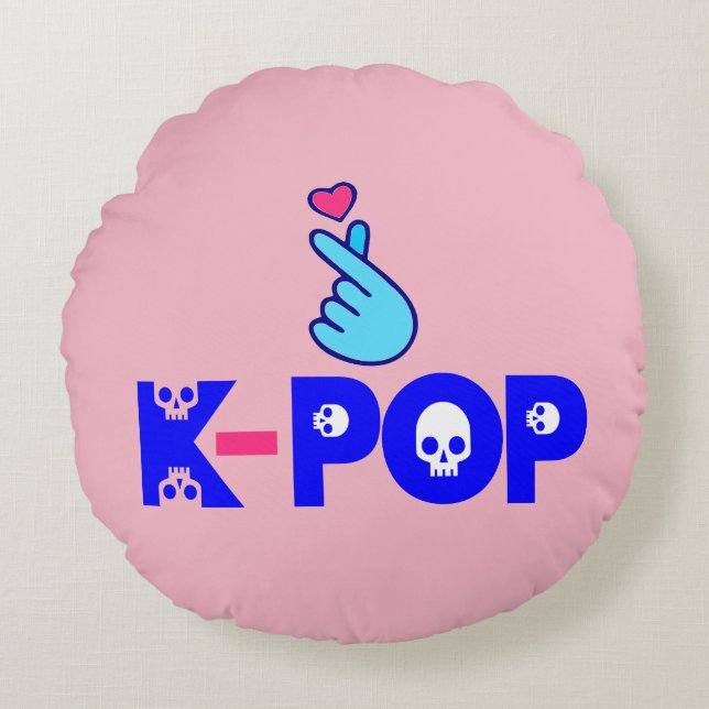 ♥I Love KPop Fabulous Soft and Wrinkle-free Round Pillow (Front)