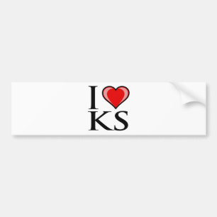 I Love KS - Kansas Bumper Sticker