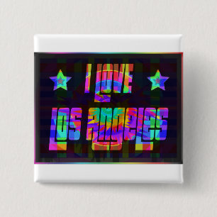I LOVE LA Beautiful NeonButton 2 Inch Square Button