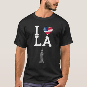 I Love LA Los Angeles Empire Cool Heart Flag Pun T-Shirt