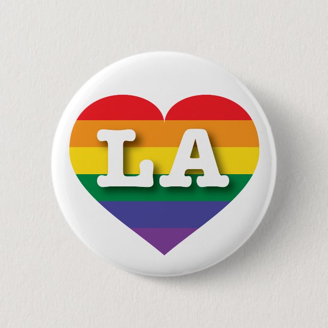 I Love LA Rainbow Heart 2 Inch Round Button (Front)