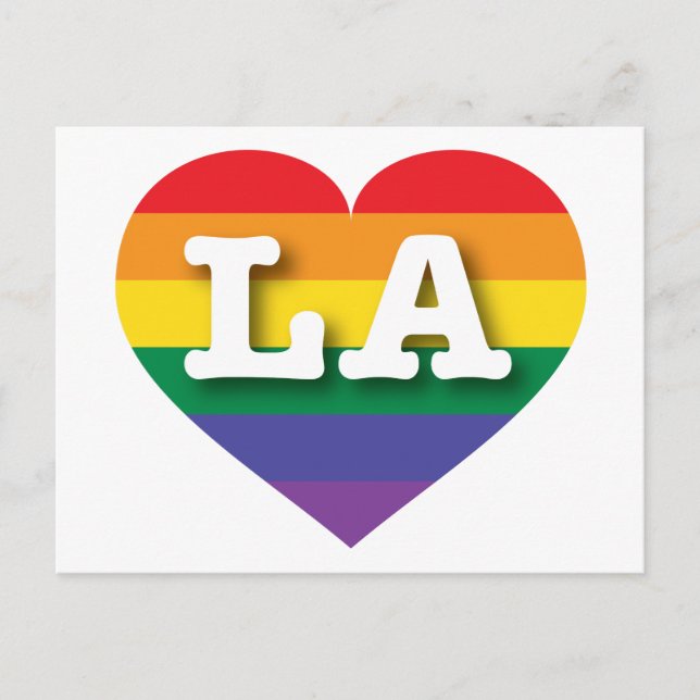 I Love LA Rainbow Heart Postcard (Front)