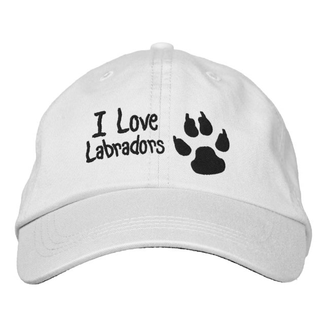 I Love Labradors Dog Paw Print Embroidered Hat (Front)