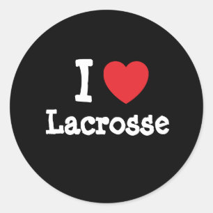 I love Lacrosse heart custom personalized Classic Round Sticker