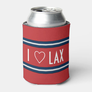 I Love Lacrosse Red White Blue  Can Cooler
