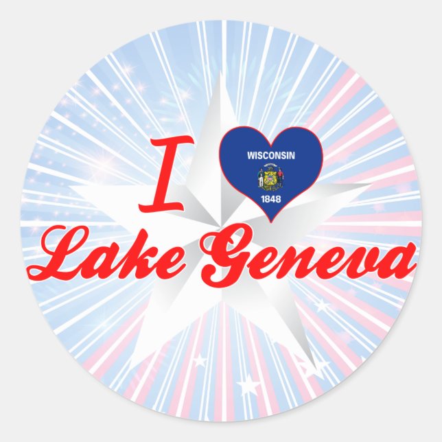 I Love Lake Geneva, Wisconsin Classic Round Sticker (Front)