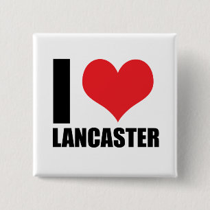 I love Lancaster 2 Inch Square Button