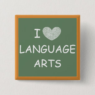 I Love Language Arts 2 Inch Square Button