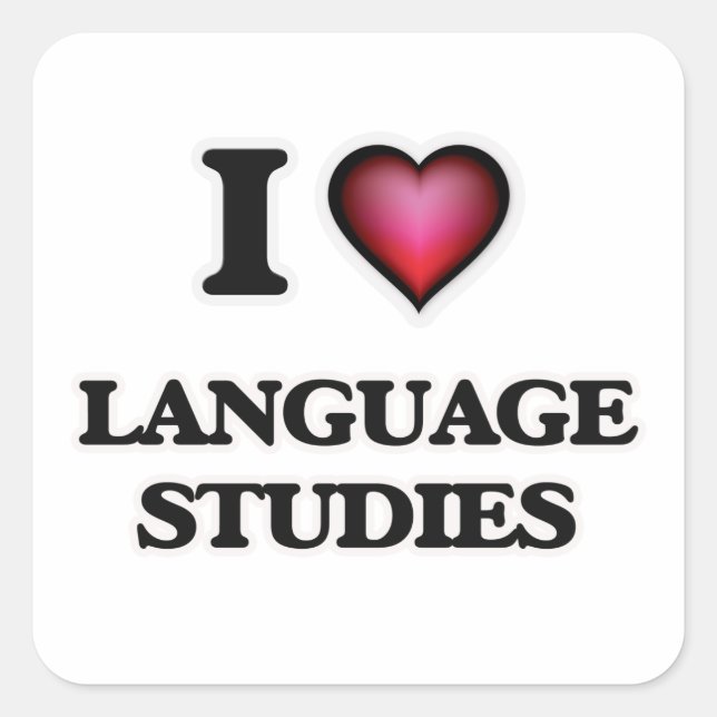 I Love Language Studies Square Sticker (Front)