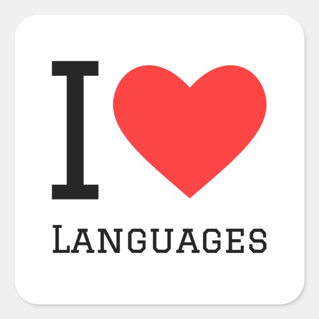 I love languages square sticker (Front)