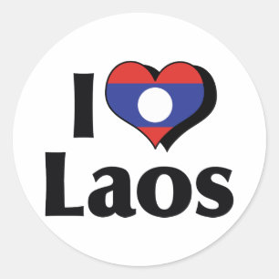 I Love Laos Flag Classic Round Sticker