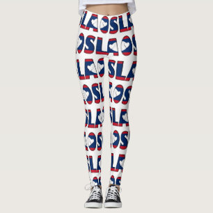 I Love Laos Flag Colours Typography Pattern Cute Leggings