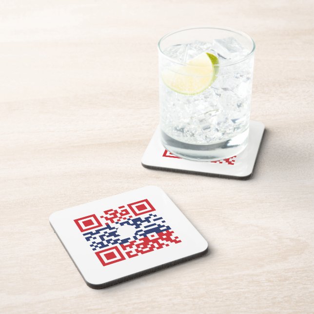 I Love Laos (Khoy Huk Lao) Flag QR Code | Lao Geek Coaster (Right Side)