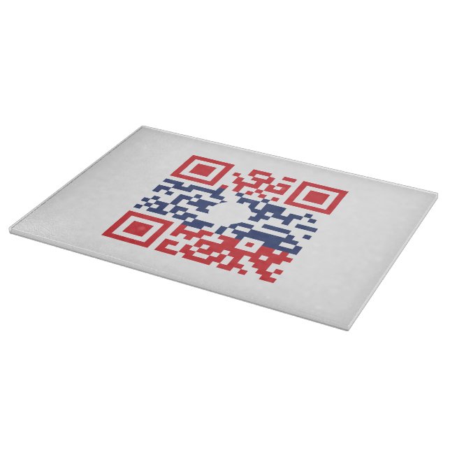 I Love Laos (Khoy Huk Lao) Flag QR Code | Lao Geek Cutting Board (Corner)