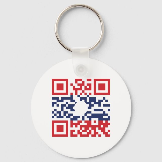 I Love Laos (Khoy Huk Lao) Flag QR Code | Lao Geek Keychain (Front)