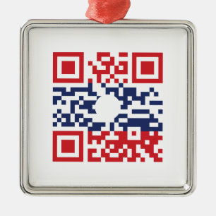 I Love Laos (Khoy Huk Lao) Flag QR Code   Lao Geek Metal Ornament