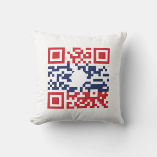 I Love Laos (Khoy Huk Lao) Flag QR Code   Lao Geek Throw Pillow