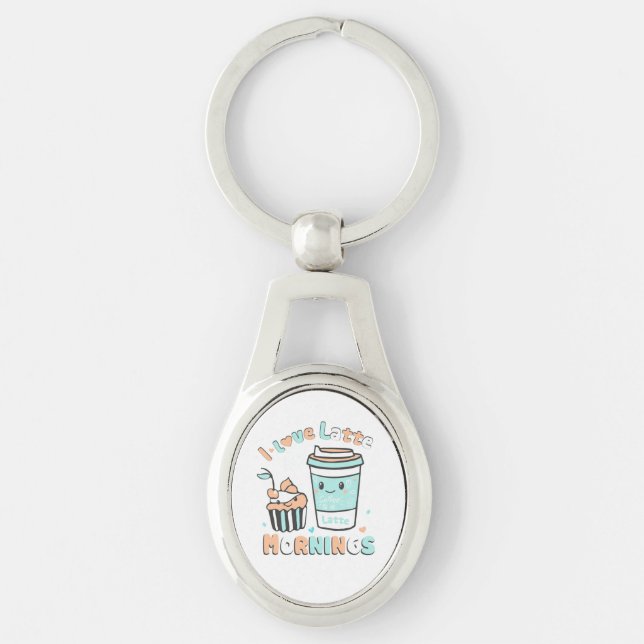 I Love Latte Mornings Keychain (Front)