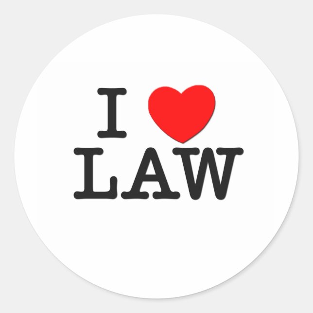 I Love LAW Classic Round Sticker (Front)