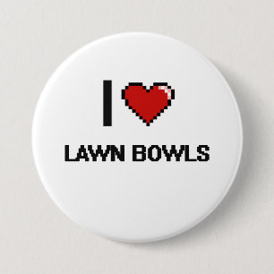 I Love Lawn Bowls Digital Retro Design 3 Inch Round Button