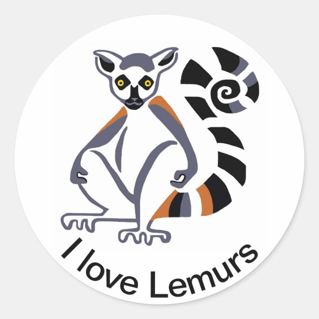 I love LEMURS - Wildlife - Primate -Madagascar Classic Round Sticker (Front)