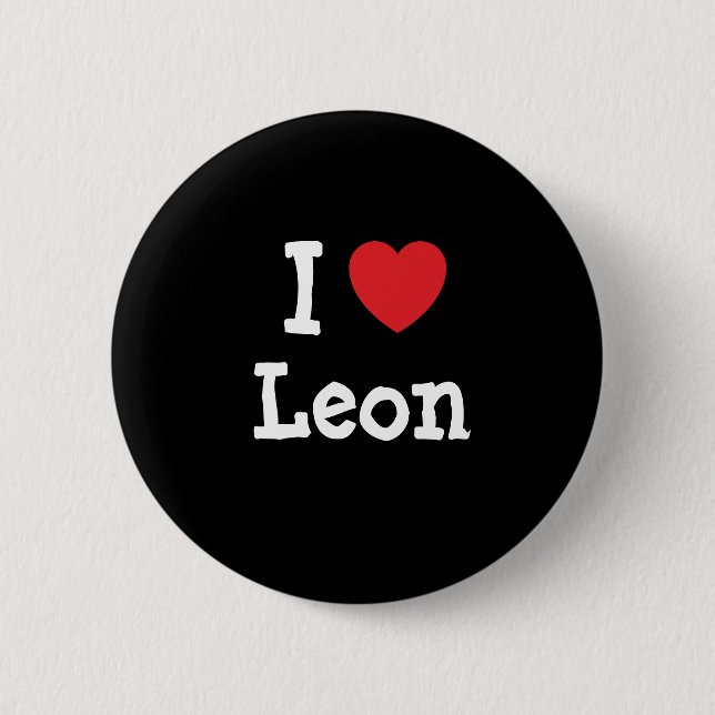I love Leon heart custom personalized 2 Inch Round Button (Front)