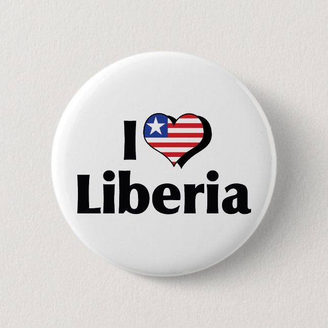 I Love Liberia Flag 2 Inch Round Button (Front)