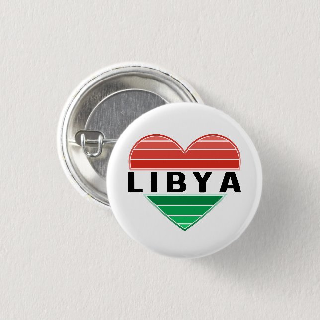 I Love Libya, Libyan Heart 1 Inch Round Button (Front & Back)