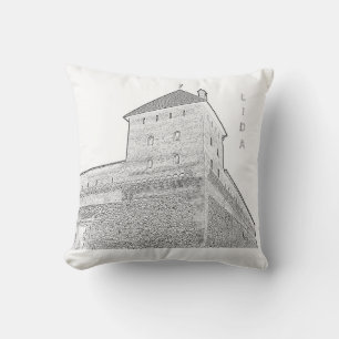 I Love Lida Belarus Architecture Castle Sketch Throw Pillow