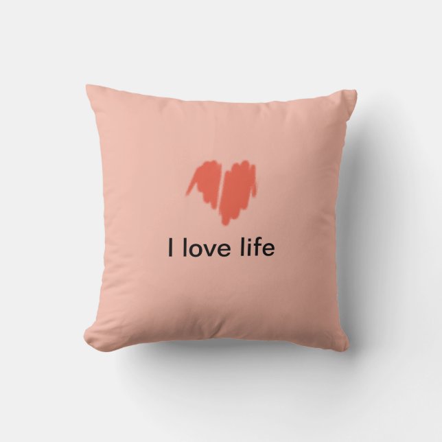 I love life Red Graffiti Sprayed Heart Image Throw Pillow (Front)