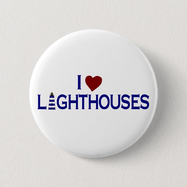 I Love Lighthouses 2 Inch Round Button (Front)