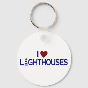 I Love Lighthouses Keychain
