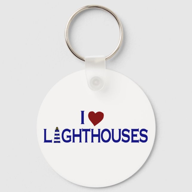 I Love Lighthouses Keychain (Front)