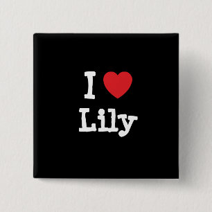 I love Lily heart T-Shirt 2 Inch Square Button