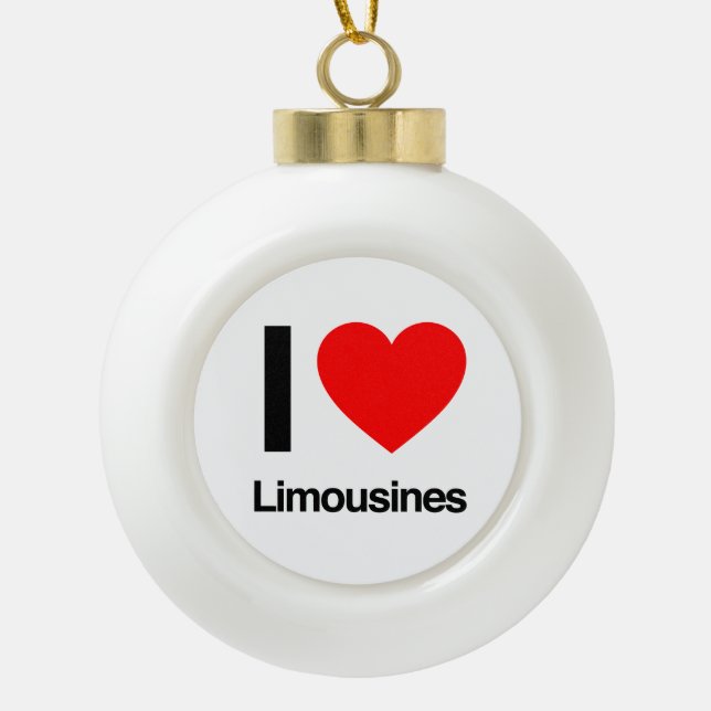 i love limousines ceramic ball christmas ornament (Front)