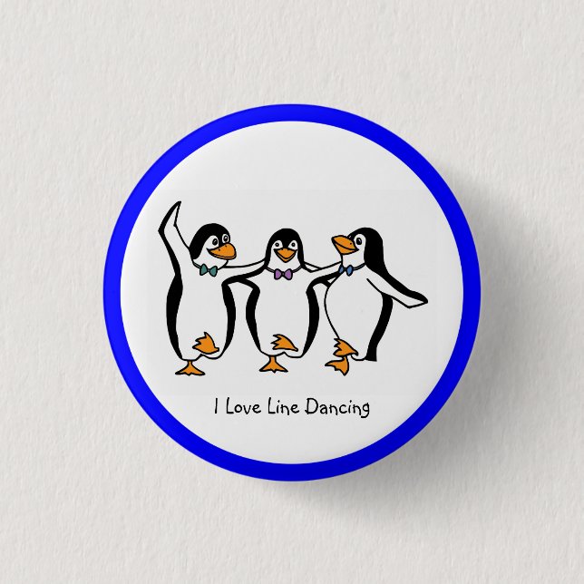 I Love Line Dancing 1 Inch Round Button (Front)