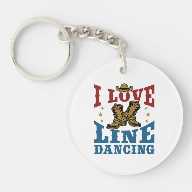 I Love Line Dancing Keychain (Front)