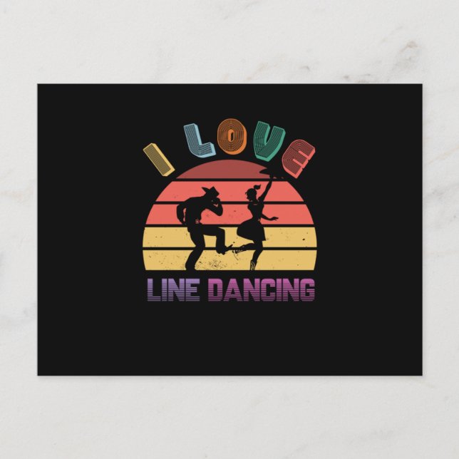 I Love Line Dancing Line Dance Cowboy Boots Gift Postcard (Front)