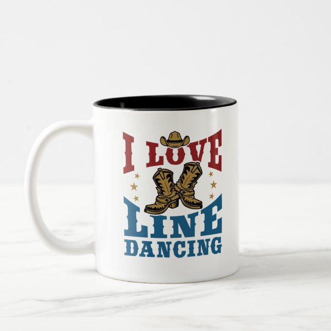 I Love Line Dancing Two-Tone Coffee Mug (Left)